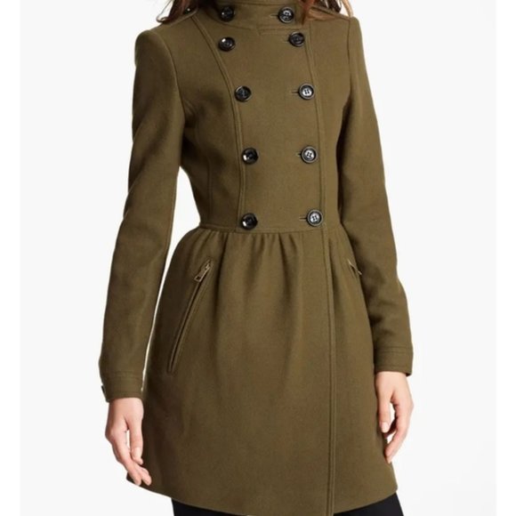 Burberry Brit Women Double Breasted Military Wool Cashmere Coat US 4 - Picture 1 of 16